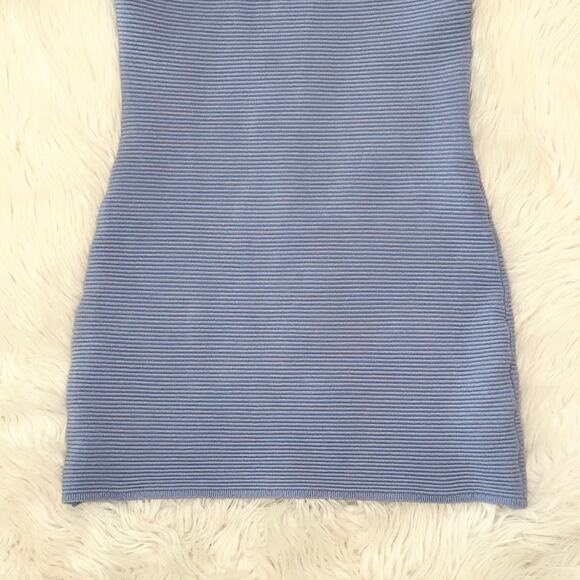 Abercrombie & Fitch Scuba Cross-Back Elevated Ribbed Knit Mini Dress Light Blue - Picture 7 of 13
